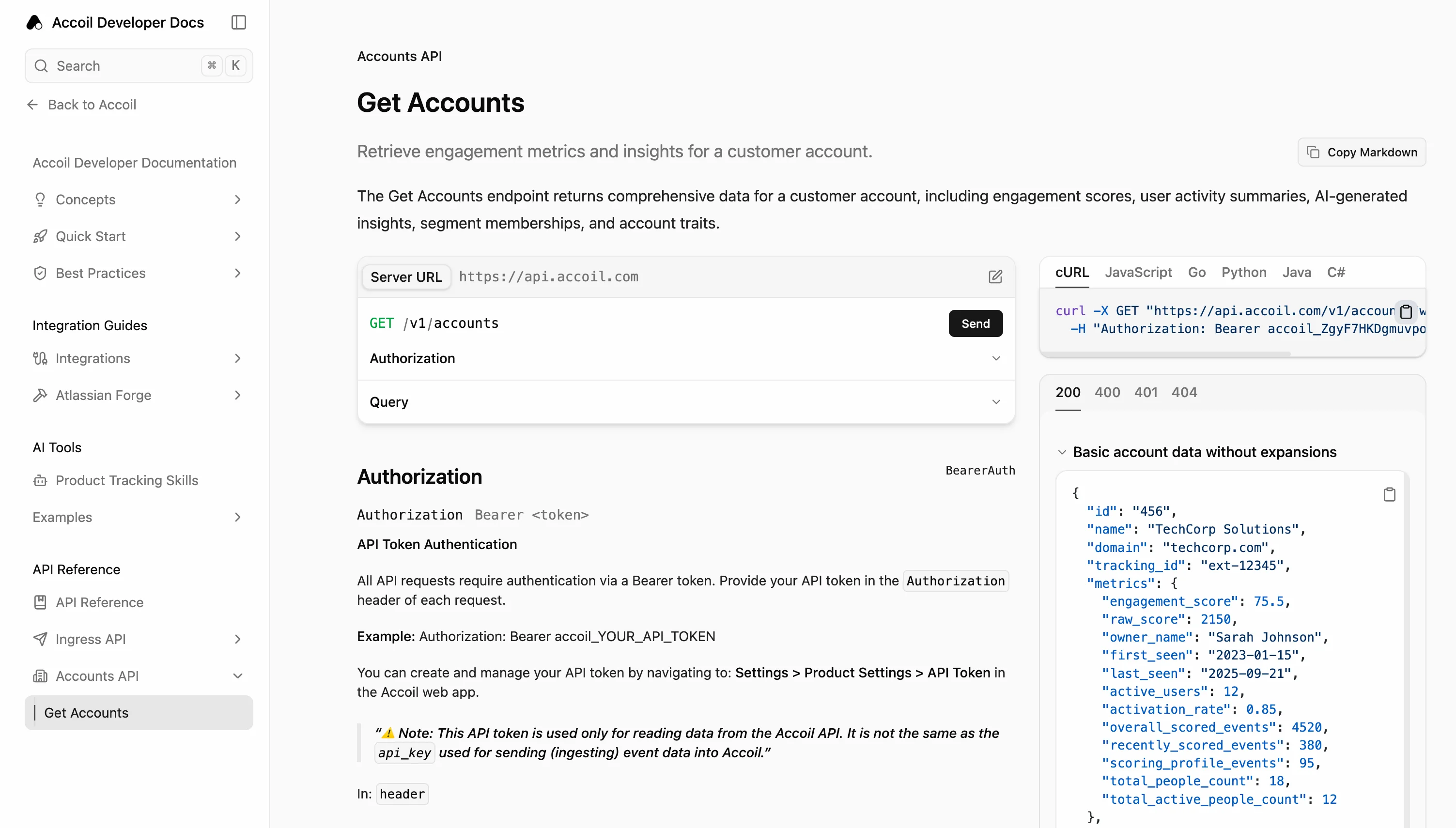 API tokens configuration