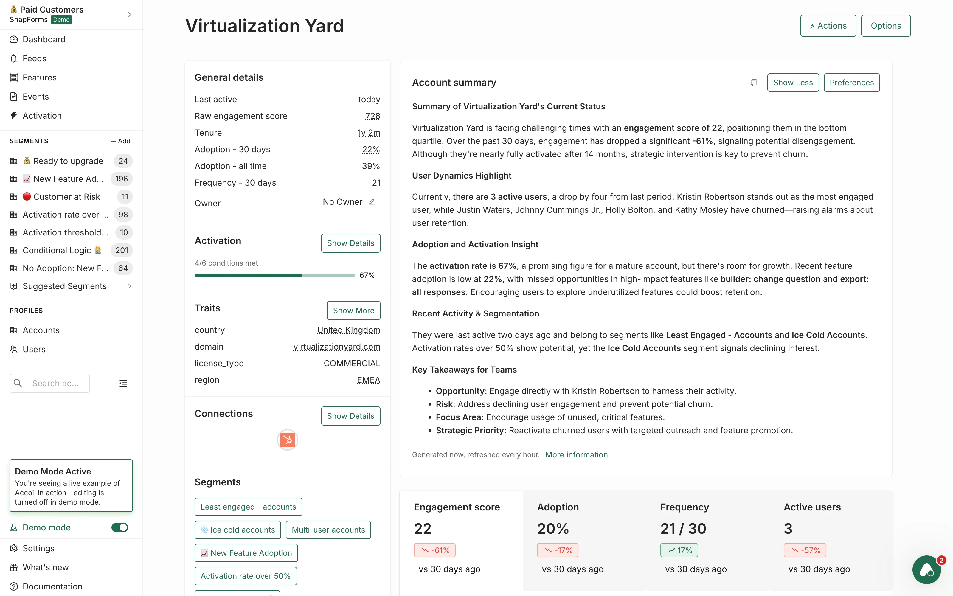 Structured account context via single API call
